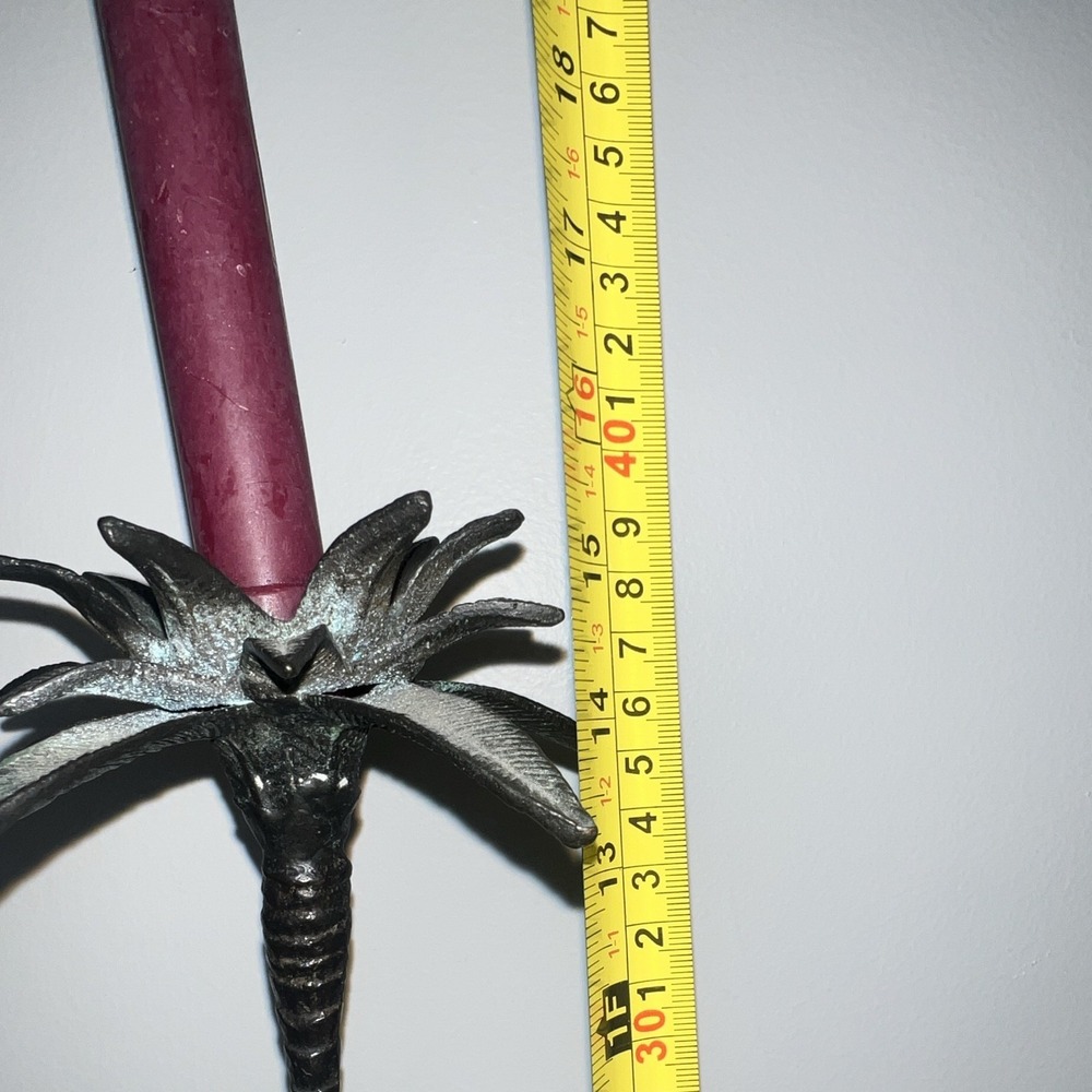 10/Bronze Monkey Palm Tree Monkey Taper Candle Holder, Black/Gold, 16 in - Picture 6 of 6
